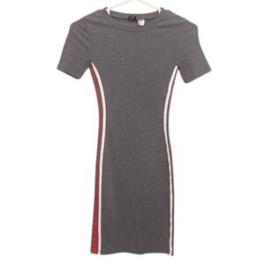 Divided Womens‎ Ribbed Knit Short Sleeve Shirt Dress Gray Size 0